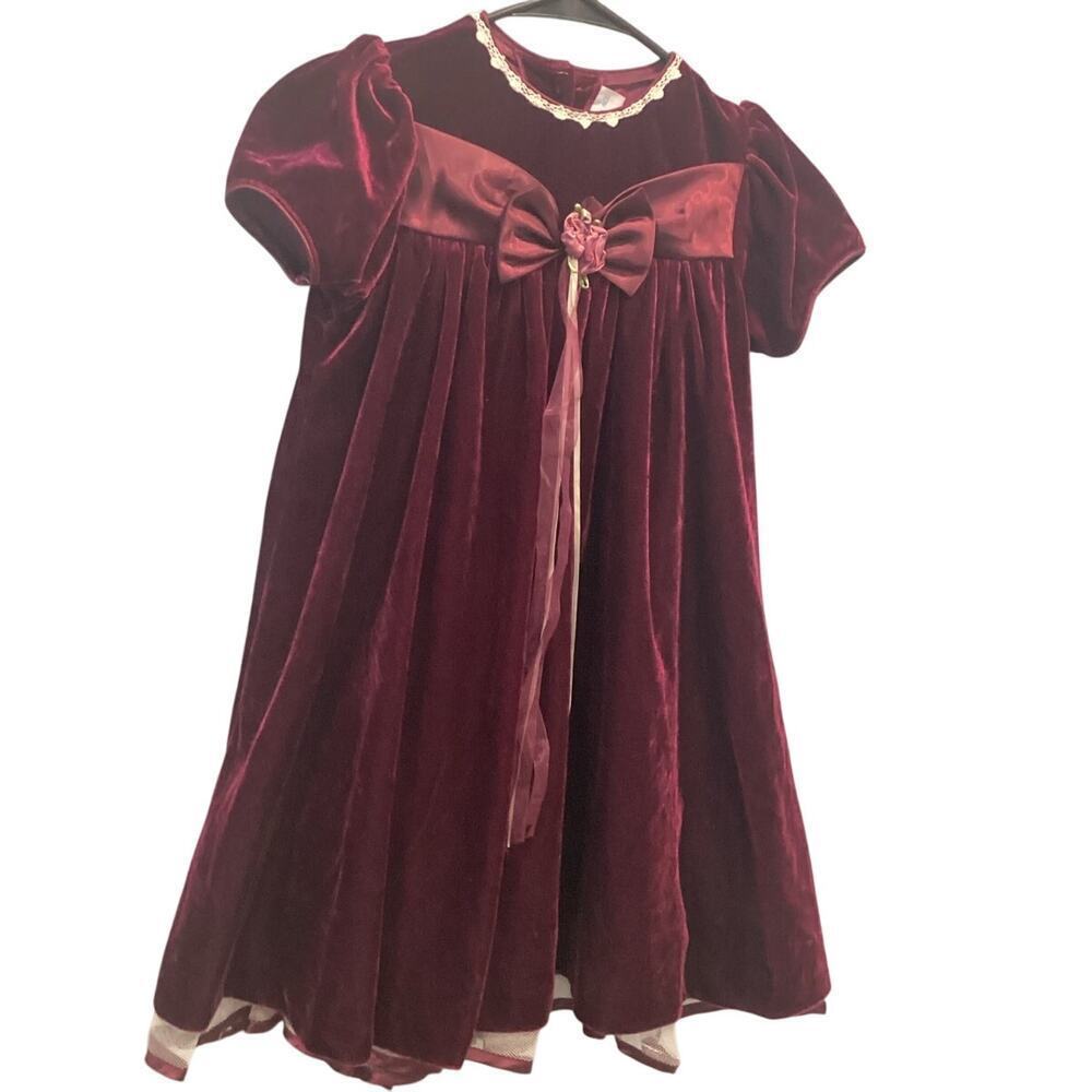 Vintage Chantilly Place Girls Dress Size 5 6 Cola Red Victorian Formal Christmas